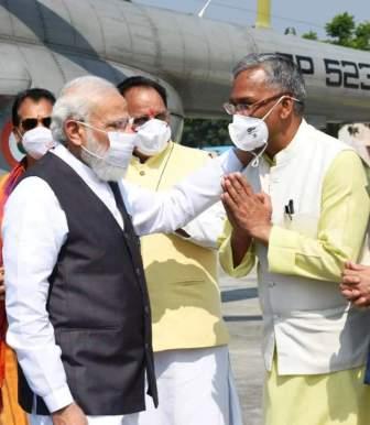 पीएम मोदी का पूर्व सीएम त्रिवेन्द्र ने किया स्वागत, कहा उत्तराखण्ड से प्रधानमंत्री मोदी का विशेष लगाव